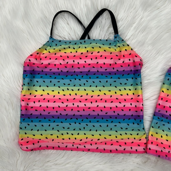 🌸Wonder Nation Rainbow Watermelon Swim Top Sizes M (7-8), XL (14-16) (TOP ONLY) - Picture 2 of 11